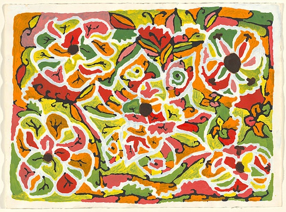 Artist: b'NAPALTJARRI JUGADAI, Daisy' | Title: b'Bush daisies, bush violets and desert rose, Pintupi/Luritja country' | Date: 1993 Artist: b'NAPALTJARRI JUGADAI, Daisy' | Title: b'Bush daisies, bush violets and desert rose, Pintupi/Luritja country' | Date: 1993