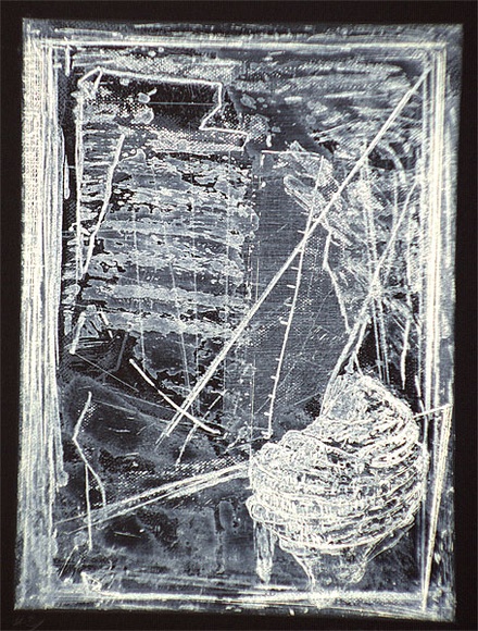 Artist: b'Malloy, Kevin.' | Title: b'Study I - elision, obverse and diagonal' | Date: 1993 | Technique: b'etching and aquatint, printed in cream ink, from one plate' Artist: b'Malloy, Kevin.' | Title: b'Study I - elision, obverse and diagonal' | Date: 1993 | Technique: b'etching and aquatint, printed in cream ink, from one plate'
