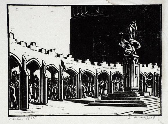 Artist: b'Hirschfeld Mack, Ludwig.' | Title: b'Corio (The cloisters).' | Date: 1943 | Technique: b'woodcut, printed in black ink, from one block' Artist: b'Hirschfeld Mack, Ludwig.' | Title: b'Corio (The cloisters).' | Date: 1943 | Technique: b'woodcut, printed in black ink, from one block'