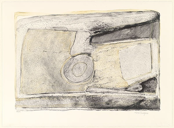 Artist: b'Chunguna, Mona.' | Title: b'not titled (circle surrounded by geometric shapes).' | Date: 2000, March | Technique: b'lithograph, printed in black ink, from one stone' Artist: b'Chunguna, Mona.' | Title: b'not titled (circle surrounded by geometric shapes).' | Date: 2000, March | Technique: b'lithograph, printed in black ink, from one stone'