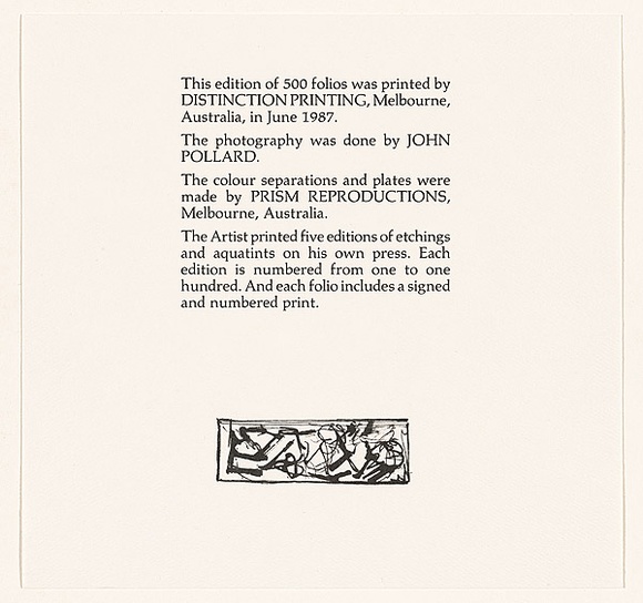 Title: b'Colophon for Bruno Leti: Landscapes, memories and fantasies' | Date: 1987 | Technique: b'offset-lithograph, printed in black ink, from one plate' Title: b'Colophon for Bruno Leti: Landscapes, memories and fantasies' | Date: 1987 | Technique: b'offset-lithograph, printed in black ink, from one plate'