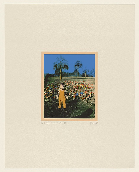 Artist: b'HARVEY, Geoffrey' | Title: bTeddy in Centennial park '54 | Date: 1977 | Technique: b'photo-screenprint, printed in colour, from multiple stencils' Artist: b'HARVEY, Geoffrey' | Title: bTeddy in Centennial park '54 | Date: 1977 | Technique: b'photo-screenprint, printed in colour, from multiple stencils'