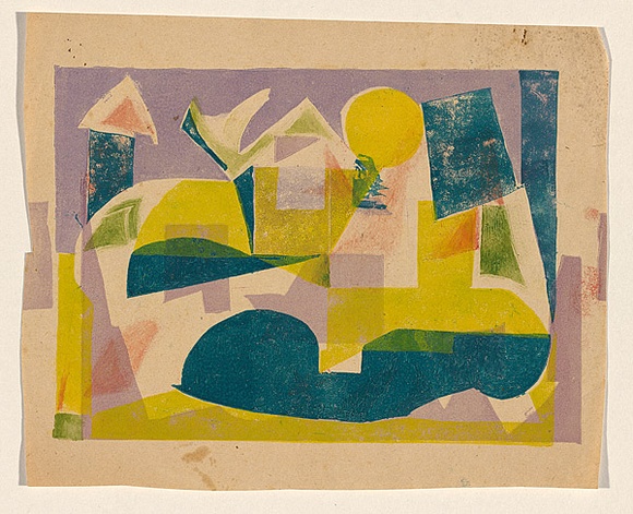 Title: b'The red bridge' | Date: c. 1955 | Technique: b'screenprint, printed in colour, from multiple stencils'