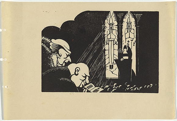 Artist: b'UNKNOWN, WORKER ARTISTS, SYDNEY, NSW' | Title: b'Not titled (church and windows).' | Date: 1933 | Technique: b'linocut, printed in black ink, from one block' Artist: b'UNKNOWN, WORKER ARTISTS, SYDNEY, NSW' | Title: b'Not titled (church and windows).' | Date: 1933 | Technique: b'linocut, printed in black ink, from one block'
