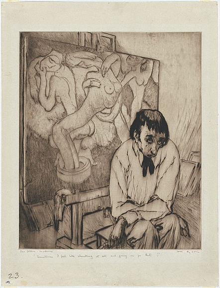 Artist: b'Dyson, Will.' | Title: b'Our ultra moderns: Sometimes I feel like chucking it all and going in for art!.' | Date: c.1929 | Technique: b'etching, printed in black ink, from one plate' Artist: b'Dyson, Will.' | Title: b'Our ultra moderns: Sometimes I feel like chucking it all and going in for art!.' | Date: c.1929 | Technique: b'etching, printed in black ink, from one plate'