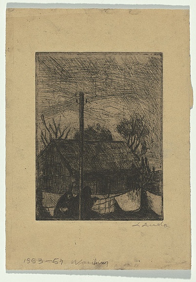 Artist: b'Groblicka, Lidia.' | Title: b'Washing' | Date: 1953-54 | Technique: b'etching, printed in black ink, from one plate' Artist: b'Groblicka, Lidia.' | Title: b'Washing' | Date: 1953-54 | Technique: b'etching, printed in black ink, from one plate'