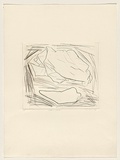 Title: b'Cloth and tube' | Date: 1979 | Technique: b'drypoint, printed in black ink, from one perspex plate, hand-coloured in brown wash'
