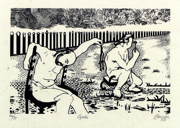 Artist: b'Saunders, Peter.' | Title: b'Dipoles' | Date: 1987 | Technique: b'screenprint, printed in black ink, from one screen' Artist: b'Saunders, Peter.' | Title: b'Dipoles' | Date: 1987 | Technique: b'screenprint, printed in black ink, from one screen'