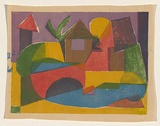 Title: The red bridge | Date: c. 1955 | Technique: screenprint, printed in colour, from multiple stencils