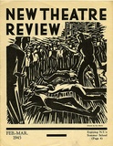 Title: New theatre review: Feb-March 1945 | Date: January 1945 | Technique: linocut, printed in black ink, from one block; letterpress text