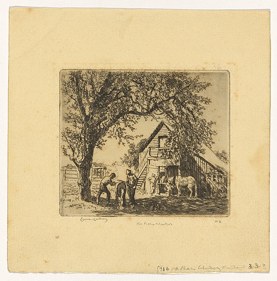 Artist: b'LINDSAY, Lionel' | Title: b'Old barn, Windsor, NSW' | Date: 1919 | Technique: b'etching, printed in black ink, from one plate' | Copyright: b'Courtesy of the National Library of Australia' Artist: b'LINDSAY, Lionel' | Title: b'Old barn, Windsor, NSW' | Date: 1919 | Technique: b'etching, printed in black ink, from one plate' | Copyright: b'Courtesy of the National Library of Australia'