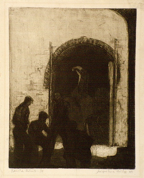 Artist: b'Hick, Jacqueline.' | Title: b'Brick Kilns' | Date: 1943 | Technique: b'etching and aquatint, printed in warm black ink, from one plate' Artist: b'Hick, Jacqueline.' | Title: b'Brick Kilns' | Date: 1943 | Technique: b'etching and aquatint, printed in warm black ink, from one plate'