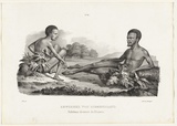 Title: b'Bewohner von Diemen Island. Habitans de terre de Diemen' | Date: c.1830? | Technique: b'lithograph, printed in black ink, from one stone [or plate]'