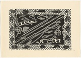 Title: b'Torres Strait culture' | Date: c.1993 | Technique: b'linocut, printed in black ink, from one block'