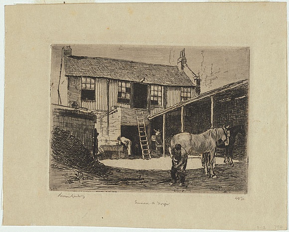 Artist: b'LINDSAY, Lionel' | Title: b'Sussex Street, Forge.' | Date: 1917 | Technique: b'etching, printed in warm black ink with plate-tone, from one copper plate' | Copyright: b'Courtesy of the National Library of Australia' Artist: b'LINDSAY, Lionel' | Title: b'Sussex Street, Forge.' | Date: 1917 | Technique: b'etching, printed in warm black ink with plate-tone, from one copper plate' | Copyright: b'Courtesy of the National Library of Australia'