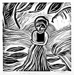 Artist: b'Shearer, Mitzi.' | Title: b'The Old Testament' | Date: 1977 | Technique: b'linocut, printed in black ink, from one block'