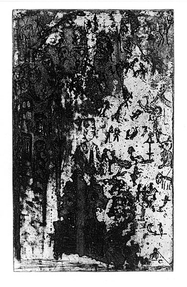Artist: b'Shearer, Mitzi.' | Title: b'The backyard of my house' | Date: 1982 | Technique: b'etching and aquatint, printed in black ink, from one plate' Artist: b'Shearer, Mitzi.' | Title: b'The backyard of my house' | Date: 1982 | Technique: b'etching and aquatint, printed in black ink, from one plate'
