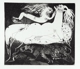 Artist: b'BOYD, Arthur' | Title: b'Myrrhine and Kinesias Myrrhine: Here is a matress now.' | Date: (1970) | Technique: b'etching and aquatint, printed in black ink, from one plate' | Copyright: b'Reproduced with permission of Bundanon Trust'