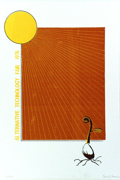 Artist: b'LORNEH, David' | Title: b'Alternative Technology Fair 1976.' | Date: 1976 | Technique: b'screenprint, printed in colour, from three stencils' Artist: b'LORNEH, David' | Title: b'Alternative Technology Fair 1976.' | Date: 1976 | Technique: b'screenprint, printed in colour, from three stencils'