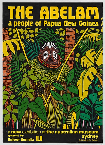 Artist: b'UNKNOWN ARTIST,' | Title: b'The abelam a people of New Guinea... Australian Museum Sydney.' | Date: 1972 | Technique: b'screenprint, printed in colour, from multiple screens' Artist: b'UNKNOWN ARTIST,' | Title: b'The abelam a people of New Guinea... Australian Museum Sydney.' | Date: 1972 | Technique: b'screenprint, printed in colour, from multiple screens'