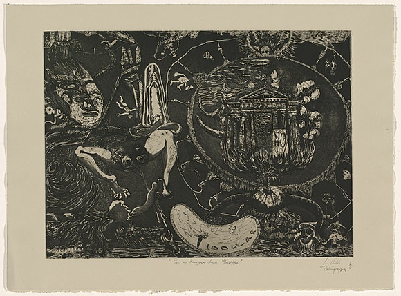 Title: b'Tie me kangaroo down Guiseppe' | Date: 1992- 1996 | Technique: b'etching, aquatint and drypoint, printed in black ink, from one plate'