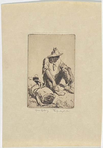 Artist: b'LINDSAY, Lionel' | Title: b'The prodigal son' | Date: 1935 | Technique: b'etching, printed in brown ink, from one plate' | Copyright: b'Courtesy of the National Library of Australia' Artist: b'LINDSAY, Lionel' | Title: b'The prodigal son' | Date: 1935 | Technique: b'etching, printed in brown ink, from one plate' | Copyright: b'Courtesy of the National Library of Australia'