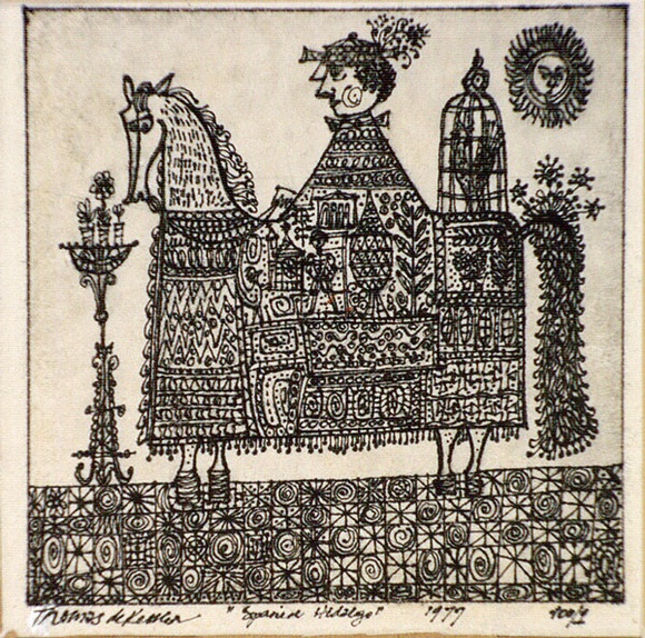 Artist: b'de Kesler, Thomas.' | Title: b'Spanish Hidalgo.' | Date: 1977 | Technique: b'etching, printed in black ink with plate-tone, from one plate' | Copyright: b'\xc2\xa9 Thomas de Kessler' Artist: b'de Kesler, Thomas.' | Title: b'Spanish Hidalgo.' | Date: 1977 | Technique: b'etching, printed in black ink with plate-tone, from one plate' | Copyright: b'\xc2\xa9 Thomas de Kessler'