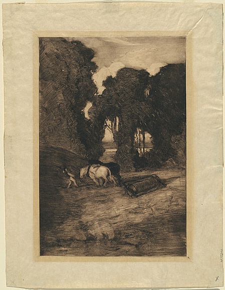 Artist: b'Heysen, Hans.' | Title: b'Breaking the clod.' | Date: 1907 | Technique: b'monotype, printed in brown ink, from one plate' Artist: b'Heysen, Hans.' | Title: b'Breaking the clod.' | Date: 1907 | Technique: b'monotype, printed in brown ink, from one plate'