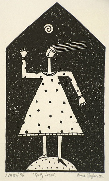 Artist: b'Taylor, Annie.' | Title: b'Spotty dress' | Date: 1991, January | Technique: b'lithograph, printed in black ink, from one stone' Artist: b'Taylor, Annie.' | Title: b'Spotty dress' | Date: 1991, January | Technique: b'lithograph, printed in black ink, from one stone'