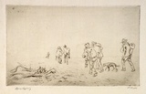 Artist: b'LINDSAY, Lionel' | Title: b'Tramping for tucker' | Date: 1917 | Technique: b'etching, printed in black ink, from one plate' | Copyright: b'Courtesy of the National Library of Australia'