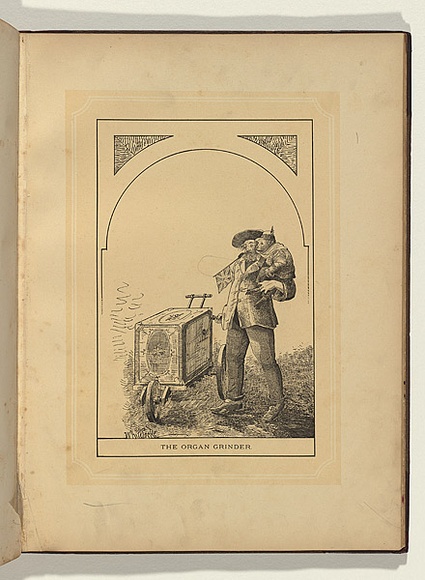 Artist: b'Whitelocke, Nelson P.' | Title: b'The organ grinder.' | Date: 1885 | Technique: b'lithograph, printed in colour, from two stones' Artist: b'Whitelocke, Nelson P.' | Title: b'The organ grinder.' | Date: 1885 | Technique: b'lithograph, printed in colour, from two stones'