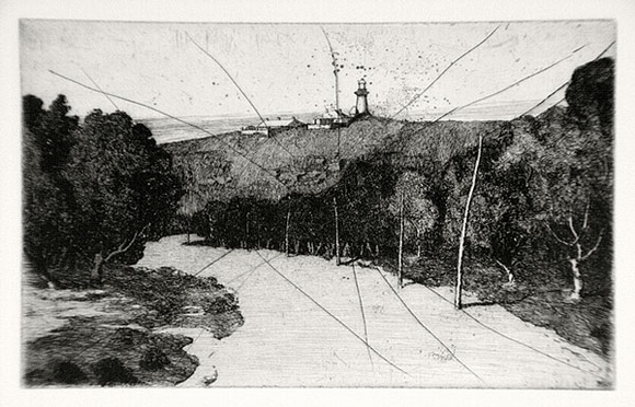 Artist: b'FEINT, Adrian' | Title: b'(Lighthouse, Palm Beach).' | Date: c.1922 | Technique: b'etching, printed in black ink, from one plate' | Copyright: b'Courtesy the Estate of Adrian Feint' Artist: b'FEINT, Adrian' | Title: b'(Lighthouse, Palm Beach).' | Date: c.1922 | Technique: b'etching, printed in black ink, from one plate' | Copyright: b'Courtesy the Estate of Adrian Feint'