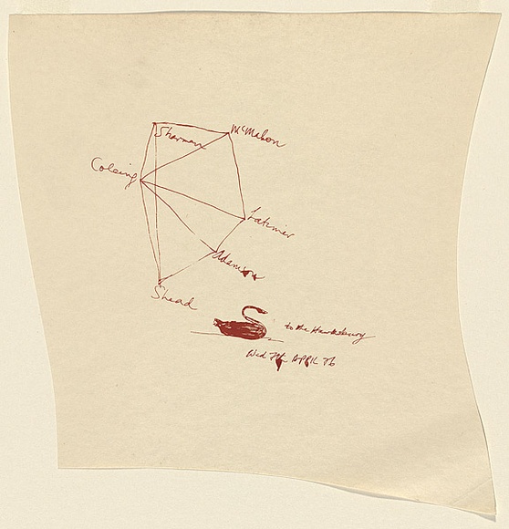 Title: b'To the Hawkesbury.' | Date: 1976 | Technique: b'screenprint, printed in red ink, from one stencil'
