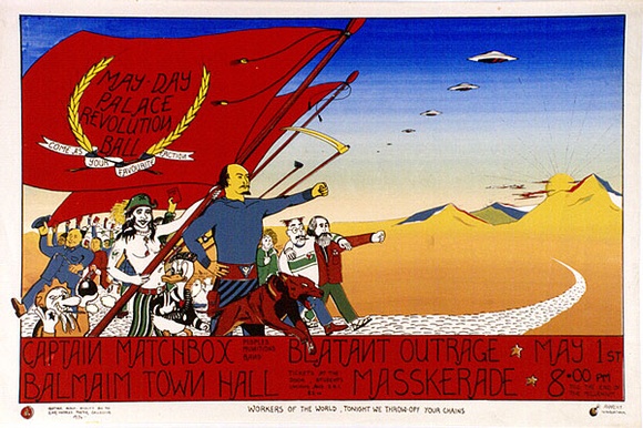 Artist: b'LITTLE, Colin' | Title: b'May-Day Palace Revolution Ball... Balmain Town Hall.' | Date: 1974 | Technique: b'screenprint, printed in colour, from multiple stencils' Artist: b'LITTLE, Colin' | Title: b'May-Day Palace Revolution Ball... Balmain Town Hall.' | Date: 1974 | Technique: b'screenprint, printed in colour, from multiple stencils'