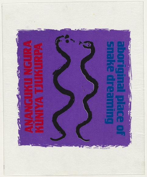 Artist: b'WORSTEAD, Paul' | Title: b'Aboriginal place of snake dreaming - ANANGUKU NGURA KUNIYA TJUKURPA' | Date: 1983 | Technique: b'screenprint, printed in colour, from four stencils' | Copyright: b'This work appears on screen courtesy of the artist' Artist: b'WORSTEAD, Paul' | Title: b'Aboriginal place of snake dreaming - ANANGUKU NGURA KUNIYA TJUKURPA' | Date: 1983 | Technique: b'screenprint, printed in colour, from four stencils' | Copyright: b'This work appears on screen courtesy of the artist'