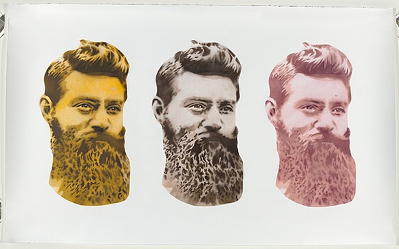 Title: bNed's head triptych | Date: 2009 | Technique: b'stencil, sprayed in coloured aerosol paint, from multiple stencils'
