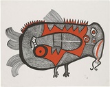 Artist: Man, John. | Title: not titled [insect]. | Date: 1975 | Technique: screenprint, printed in red and black, from two screens