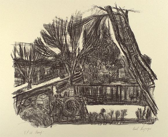Artist: b'Laspargis, Paul.' | Title: b'Suburban view II' | Date: 1986, May | Technique: b'lithograph, printed in black ink, from one plate' Artist: b'Laspargis, Paul.' | Title: b'Suburban view II' | Date: 1986, May | Technique: b'lithograph, printed in black ink, from one plate'