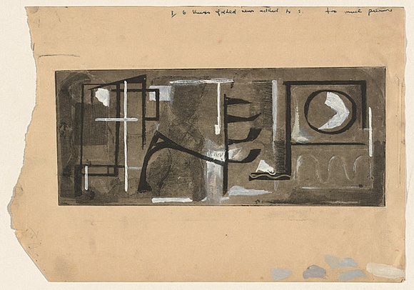 Title: b'Surfaces No.1' | Date: c. 1960 | Technique: b'etching, printed in black ink, from one plate; additions in white and grey gouache'