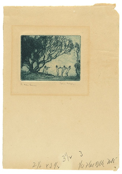 Artist: b'Morgan, Squire.' | Title: b'Minature' | Date: 1923 | Technique: b'etching, printed in blue ink with plate-tone, from one plate' Artist: b'Morgan, Squire.' | Title: b'Minature' | Date: 1923 | Technique: b'etching, printed in blue ink with plate-tone, from one plate'