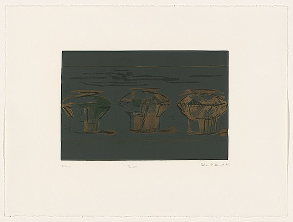 Artist: b'Clement, Isobel.' | Title: b'Present' | Date: 1996, 23 August | Technique: b'linocut, printed in colour, from four blocks' Artist: b'Clement, Isobel.' | Title: b'Present' | Date: 1996, 23 August | Technique: b'linocut, printed in colour, from four blocks'