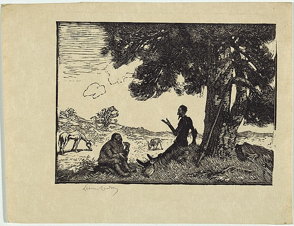 Artist: b'LINDSAY, Lionel' | Title: b'The colloquy' | Date: 1922 | Technique: b'wood-engraving, printed in black ink, from one block' | Copyright: b'Courtesy of the National Library of Australia' Artist: b'LINDSAY, Lionel' | Title: b'The colloquy' | Date: 1922 | Technique: b'wood-engraving, printed in black ink, from one block' | Copyright: b'Courtesy of the National Library of Australia'