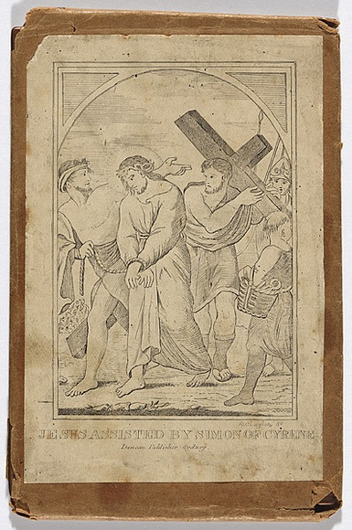 Title: b'Jesus assisted by Simon of Cyrene' | Date: c.1845 | Technique: b'engraving, printed in black ink, from one copper plate' Title: b'Jesus assisted by Simon of Cyrene' | Date: c.1845 | Technique: b'engraving, printed in black ink, from one copper plate'