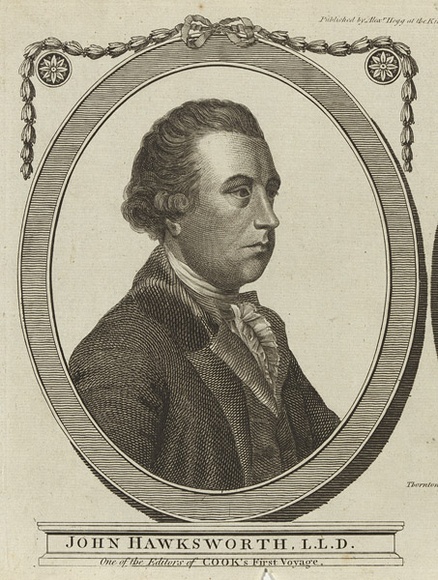 Title: bJohn Hawksworth L.L.D. One of the Editors of 'Cook's First Voyage' | Date: c.1784 | Technique: b'engraving, printed in black ink, from one plate' Title: bJohn Hawksworth L.L.D. One of the Editors of 'Cook's First Voyage' | Date: c.1784 | Technique: b'engraving, printed in black ink, from one plate'