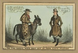 Title: The two coveys wots driv-out of their city-wation | Date: 1830 | Technique: etching, printed in black ink, from one plate; hand-coloured; grey watercolour border