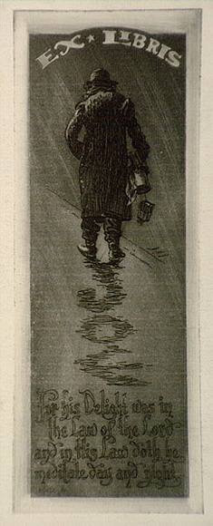 Artist: b'Hunter, William.' | Title: b'Bookplate: Joe' | Date: 1942 | Technique: b'etching and aquatint, printed inblack ink, from one plate' Artist: b'Hunter, William.' | Title: b'Bookplate: Joe' | Date: 1942 | Technique: b'etching and aquatint, printed inblack ink, from one plate'