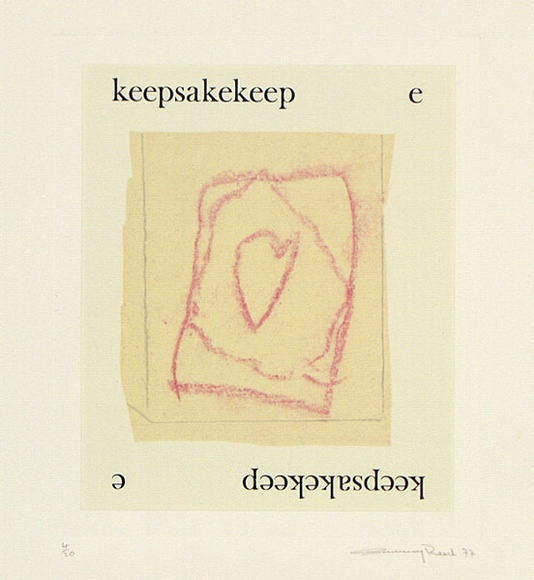 Artist: b'REED, Sweeney' | Title: b'Keepsake e.' | Date: 1977 | Technique: b'offset-lithograph, printed in colour; letterpress' Artist: b'REED, Sweeney' | Title: b'Keepsake e.' | Date: 1977 | Technique: b'offset-lithograph, printed in colour; letterpress'