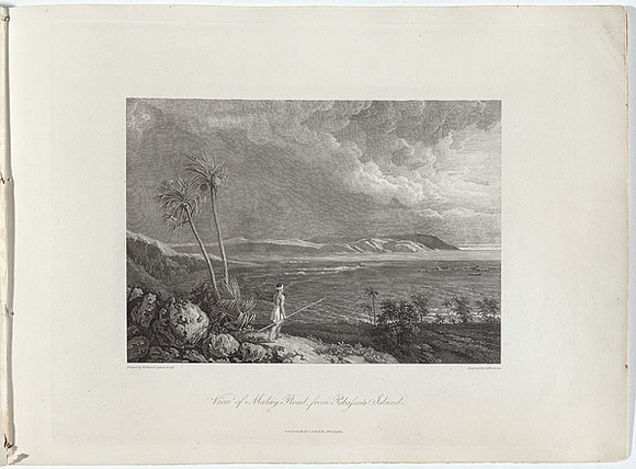 Title: bView of Malay Road, from Pobafsoo's Island. | Date: 1814 | Technique: b'engraving, printed in black ink, from one copper plate' Title: bView of Malay Road, from Pobafsoo's Island. | Date: 1814 | Technique: b'engraving, printed in black ink, from one copper plate'