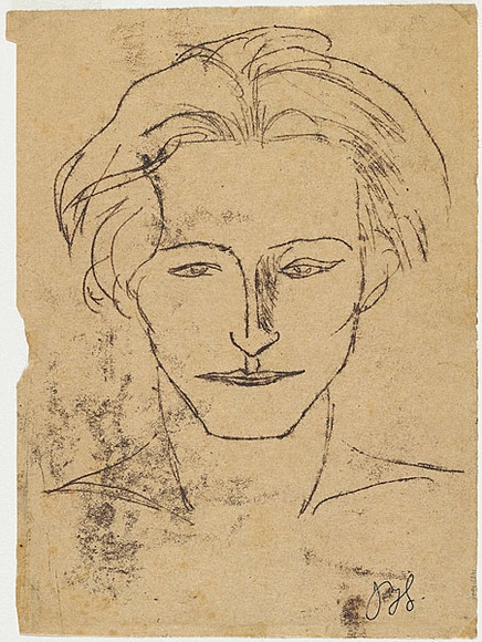 Artist: b'Simon, Bruno.' | Title: b'The poet, George Rapp' | Date: 1940 | Technique: b'monotype, printed in brown ink, from one plate' Artist: b'Simon, Bruno.' | Title: b'The poet, George Rapp' | Date: 1940 | Technique: b'monotype, printed in brown ink, from one plate'
