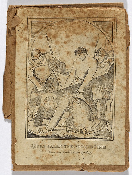 Title: b'Jesus falls the second time' | Date: c.1845 | Technique: b'engraving, printed in black ink, from one copper plate'